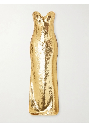 The New Arrivals Ilkyaz Ozel - Azzurra Paillette-embellished Dress - Gold - FR 34,FR 36,FR 38,FR 40,FR 42,FR 44