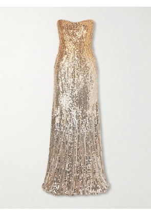 Jenny Packham - Lior Embellished Sequined Satin Gown - Silver - UK 6,UK 8,UK 10,UK 12,UK 14,UK 16