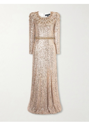 Jenny Packham - Georgia Sequined Satin Gown - Gold - UK 6,UK 8,UK 10,UK 12,UK 14,UK 16,UK 18