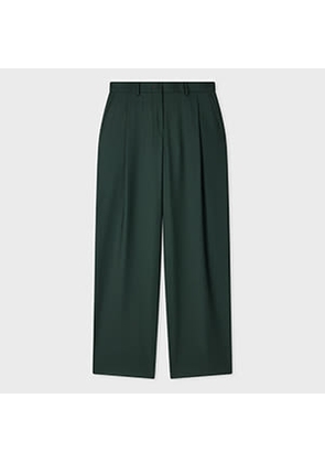 Paul Smith Women's A Suit To Travel In - Dark Green Pleated Wide Leg Wool Trousers