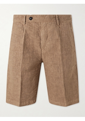 Massimo Alba - Alaccia Straight-Leg Pleated Linen Shorts - Men - Brown - IT 46