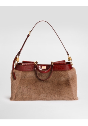 Dolce & Gabbana My Sicily Shearling And Alligator Handbag - Woman Handbags Multicolor Onesize