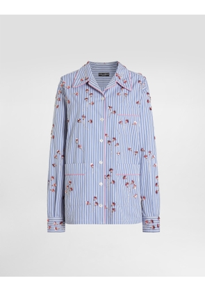 Dolce & Gabbana Poplin Shirt With Crystal Flower Embroidery - Woman Shirts And Tops Multi-colored 38