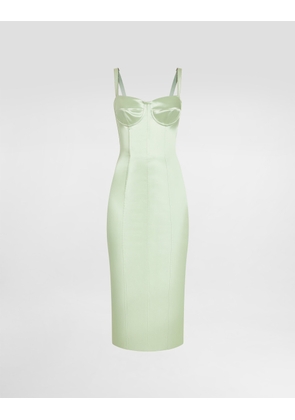 Dolce & Gabbana Stretch Satin Dress - Woman Dresses Green Satin 44