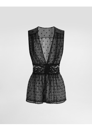 Dolce & Gabbana Polka Dots Mesh Top - Woman Shirts And Tops Black 36