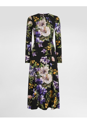 Dolce & Gabbana Charmeuse Dress With Floral Print - Woman Dresses Multicolor 38