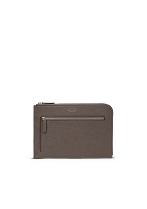 Smythson Flat Travel Organiser Pouch In Ludlow In Dark Taupe