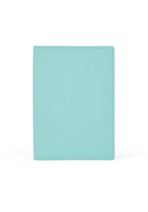 Smythson Passport Cover In Panama In Bright Aqua