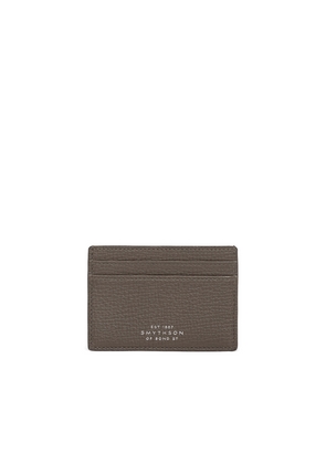 Smythson Flat Card Holder In Ludlow In Dark Taupe