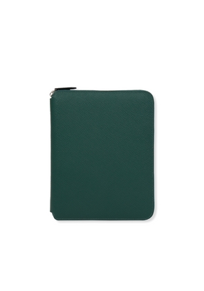 Smythson A5 Writing Folder With Zip In Panama In Forest