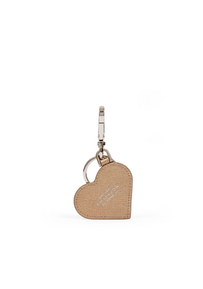 Smythson Heart Keyring In Panama In Bronze