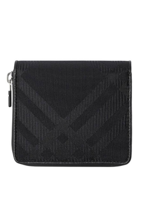 Burberry Check Pattern Jacquard Medium Zip Wallet