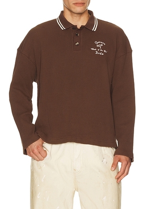 BODE Geneva Waffle Polo in Dark Brown - Brown. Size L (also in ).