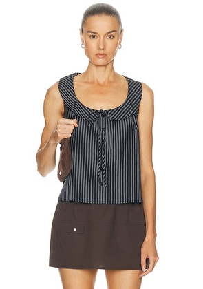 Deiji Studios Round Collar Top in Mono Stripe - Black. Size L (also in XS, M).