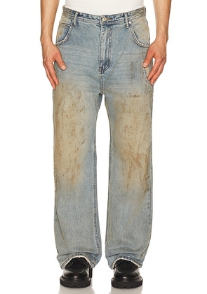 Andersson Bell Unisex Destroyed Wide Leg Jeans in Blue - Blue. Size 30 (also in 32, 34).