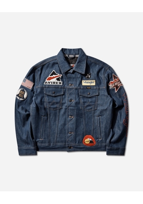 Men s Avirex Patch Jacket Raw Indigo