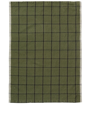 Ferm Living Hale Tea Towel in Green & Black - Green. Size all.