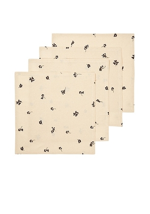 Ferm Living Baies Napkins Set Of 4 in Natural & Dark Chocolate - Cream. Size all.