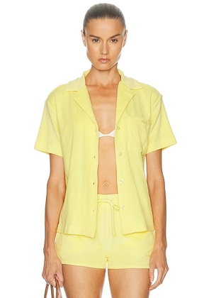 Hunza G Towelling Resort Top in Butter - Yellow. Size L (also in S, M).