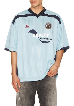 Martine Rose Football Top in Blue Light - Baby Blue. Size L (also in S, M, XL/1X).