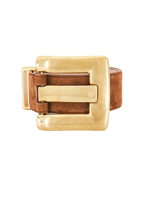 BALMAIN Anthem 4.5cm Suede Belt in Brown. Size 65. Also in 70.