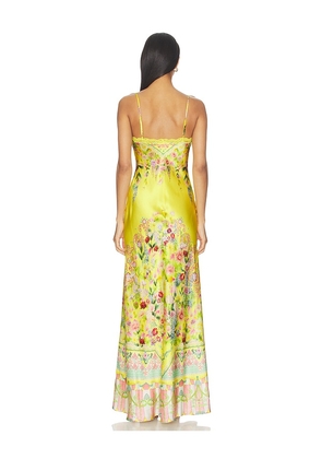 Camilla Bias Slip Dress With Lace Edge Detail in Yellow. Size XS. Also in M, L.