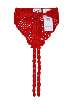 Ganni Crochet Head Scarf in Red.