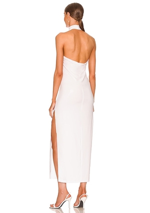 Norma Kamali Halter Turtle Side Slit Gown in White. Size XS. Also in S, M.