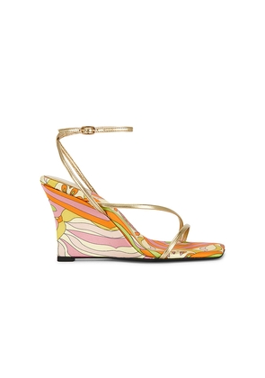 Jeffrey Campbell Highlight Wedge Sandal in Orange,Pink. Size 6. Also in 6.5, 7, 7.5, 8, 8.5, 9, 9.5, 10.