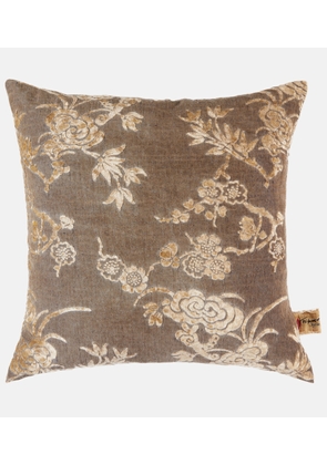 The House of Lyria Scabiosa floral velvet jacquard cushion