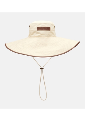 Burberry Leather-trimmed cotton-blend sun hat