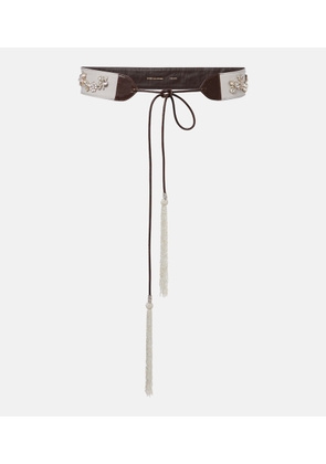 Dries Van Noten Embellished leather-trimmed cotton belt