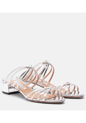 Aquazzura Tell Me mirrored leather mules