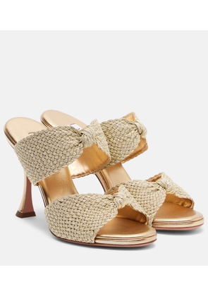 Aquazzura Smile raffia-effect mules