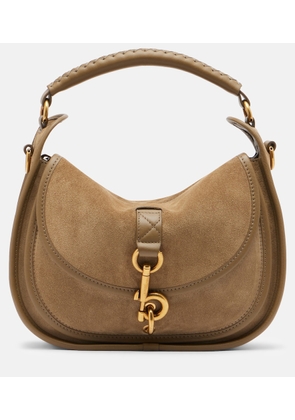 Burberry Clip Messenger suede top-handle bag