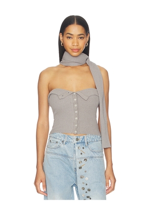 MARRKNULL Halter Neck Knit Bandeau Top in Grey. Size XS. Also in S, M, L.