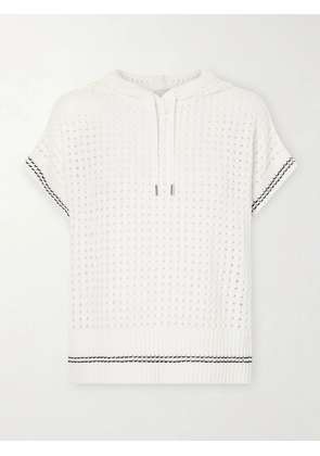 Varley - Vittoria Hooded Open-knit Cotton Sweater - White - xx small,x small,small,medium,large,x large