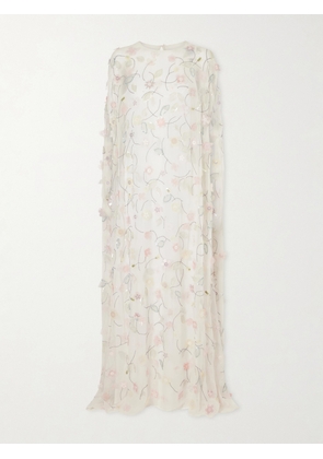 BERNADETTE - Embroidered Sequin-detailed Recycled Chiffon Gown - White - FR 32,FR 34,FR 36,FR 38,FR 40,FR 42,FR 44,FR 46