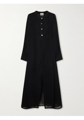 Le Kasha - Bibag Linen Maxi Dress - Black - x small,small,medium,large