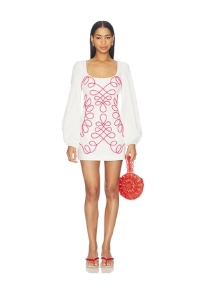 The Wolf Gang Soriah Mini Dress in Ivory,Red. Size XS. Also in L, M, S, XL.