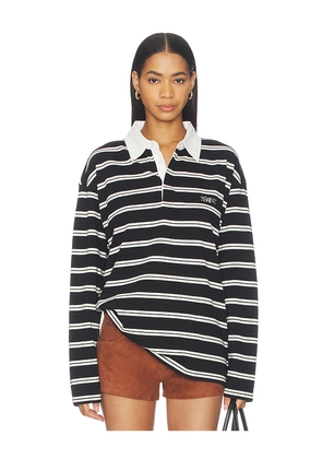 SSAINT Dylan Rugby Polo Shirt in Black,White. Size S/M. Also in L/XL.