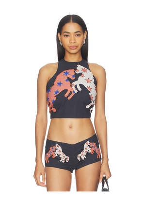 Understated Leather x REVOLVE Beaded Horse Top in Navy. Size XS. Also in M, S, XL.