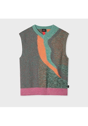 PS Paul Smith 'Glitch Floral' Cotton-Mohair Knitted Vest Green