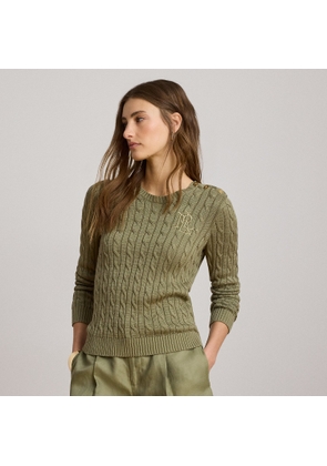 Button-Trim Cable-Knit Jumper
