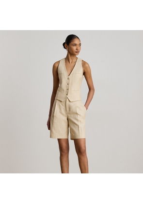 Pleated Linen-Cotton Tweed Bermuda Short