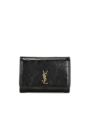 Saint Laurent Cuir Vintage Froisse Matelasse Wallet in Nero - Black. Size all.