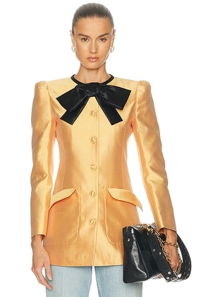 Valentino Shantung Coat in Melone & Nero - Peach. Size 36 (also in 40, 42).