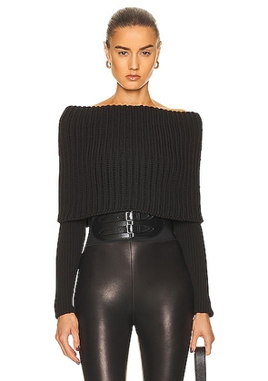 ALAÏA Detroit Off The Shoulder Sweater in Noir - Black. Size 42 (also in ).