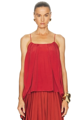 BALMAIN Thin Straps Draped Crepe Top in Rouge Ocre - Rust. Size 36 (also in 38).