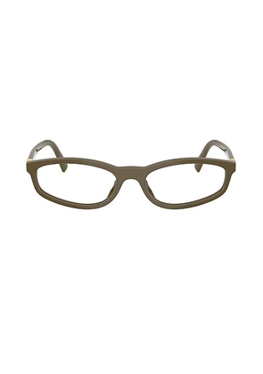 Miu Miu Oval Optical Glasses in Green - Olive. Size all.